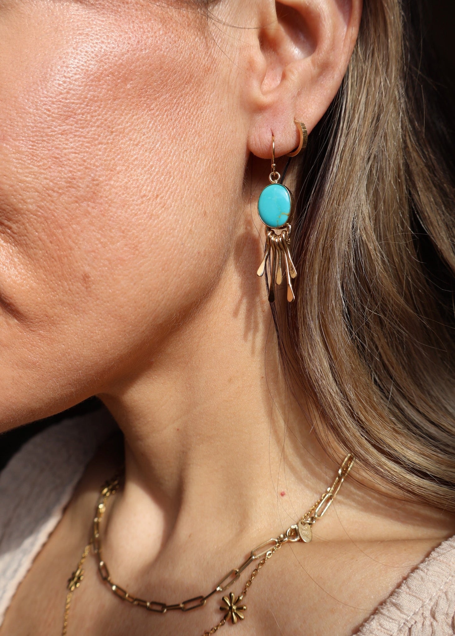 Blue Ridge Turquoise Fringe Earring HP25