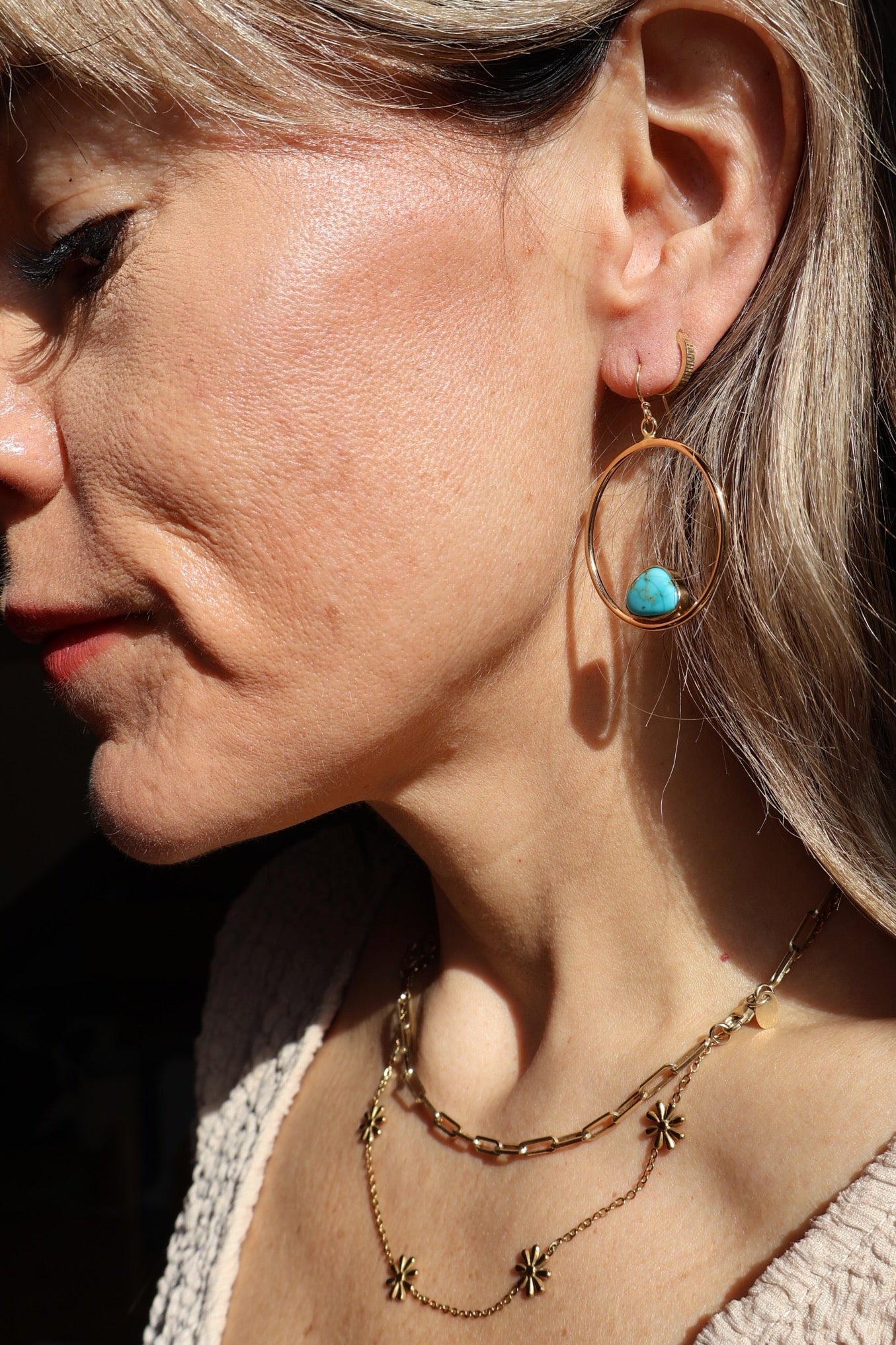 Sonoran Gold Turquoise Hoop Earring HP24