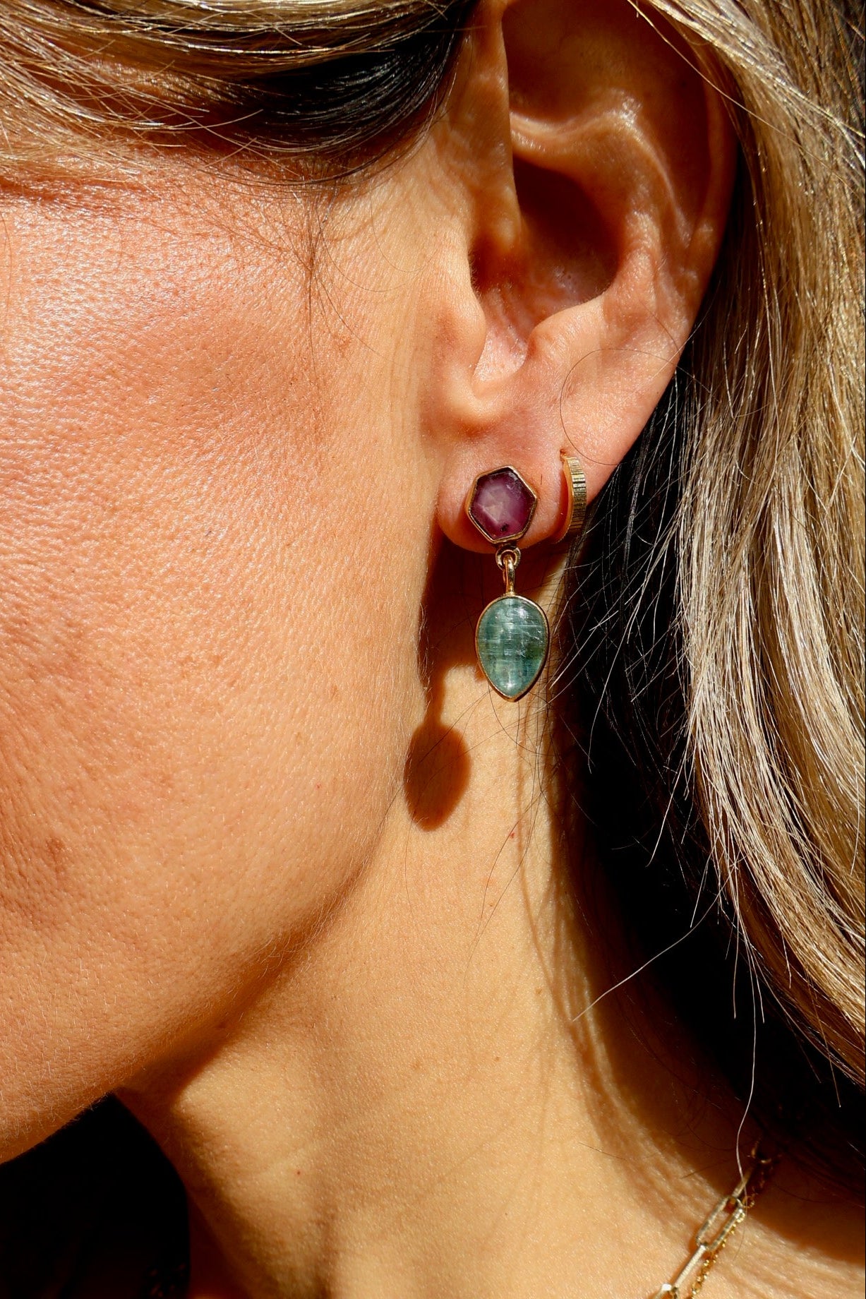 Kyanite & Ruby Post Earring HP18