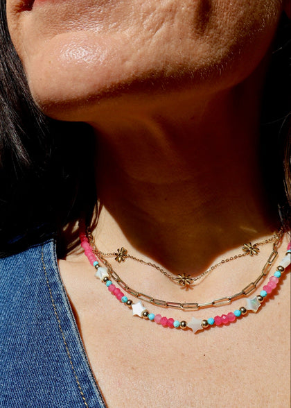 Pink Star Layering Necklace