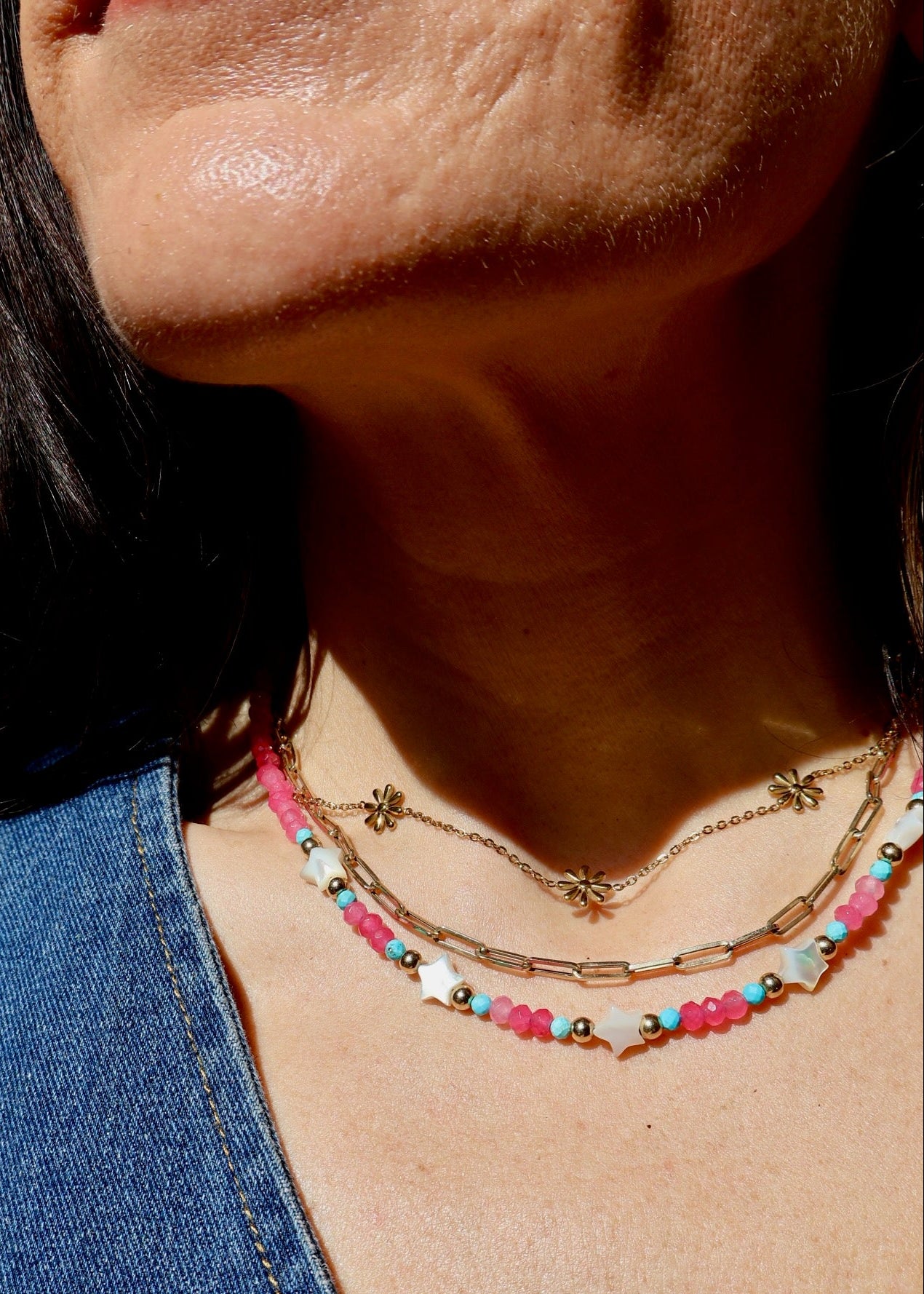 Pink Star Layering Necklace HP42