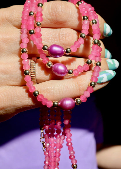 Pink & Purple Pearl Layering Necklace
