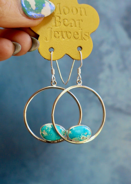 White Water Turquoise Hoop Earring in Sterling Silver