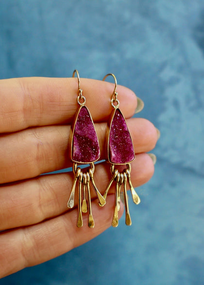 Cobalto Calcite Fringe Earring