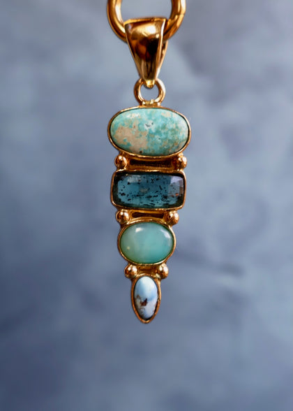 *Pendant Only* Gold Hills Turquoise, Kyanite & Opal in Gold Alchemia