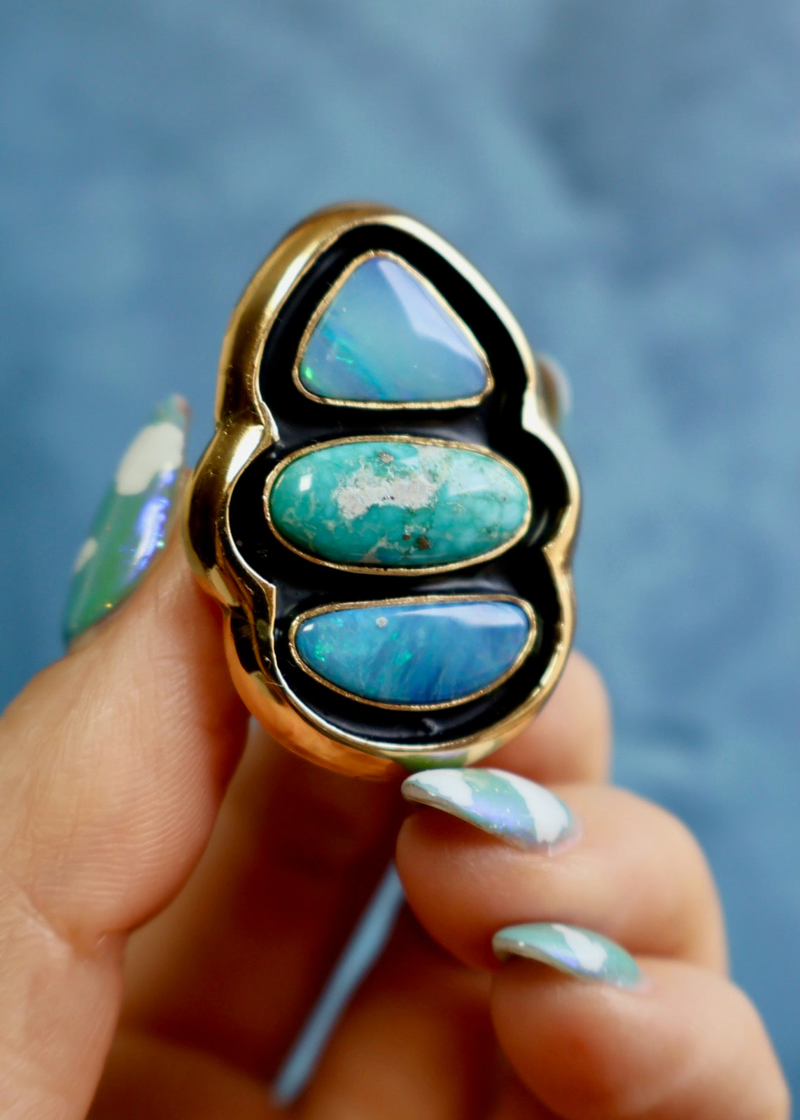 Turquoise & Opal Adjustable Ring HP50