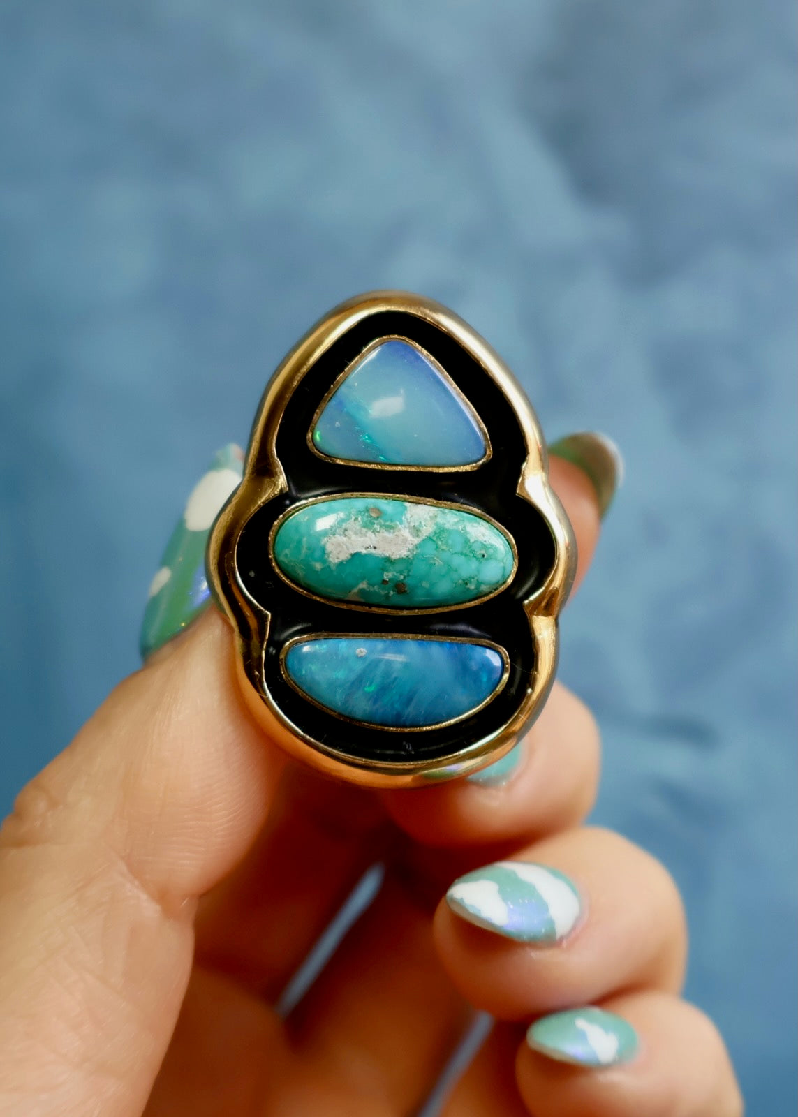 Turquoise & Opal Adjustable Ring HP50