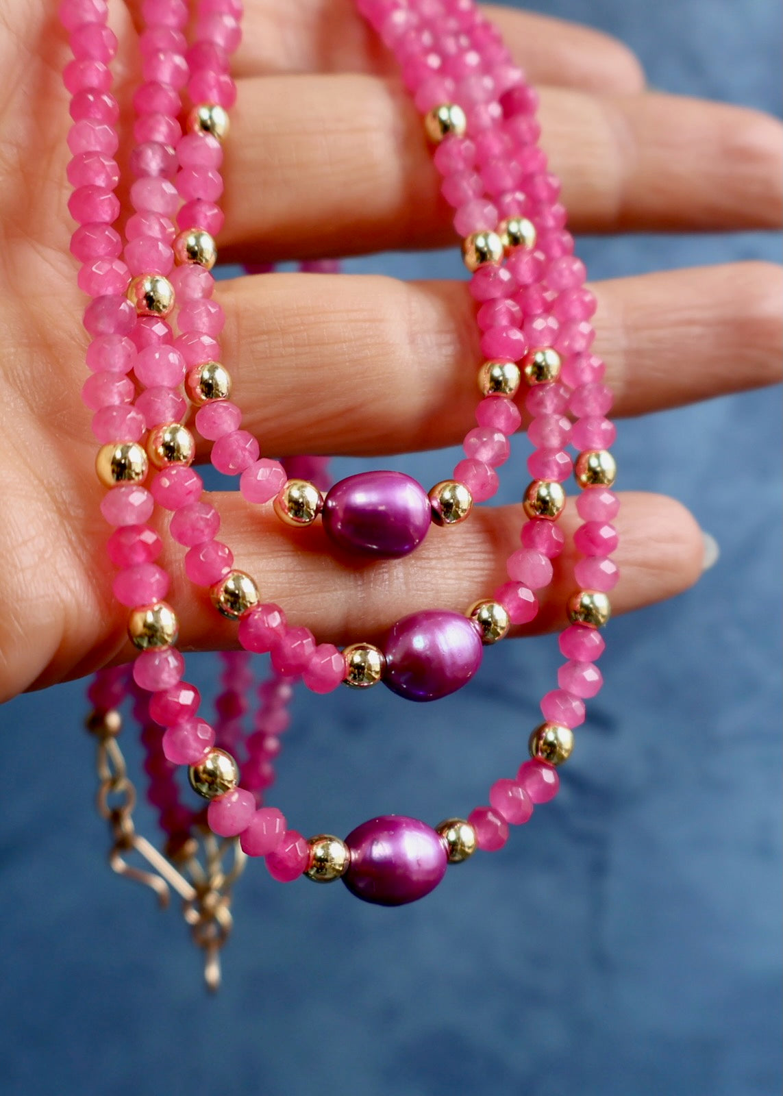Pink & Purple Pearl Layering Necklace HP44