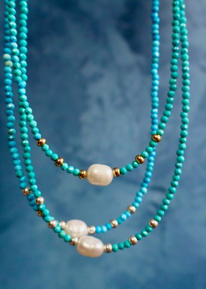 Turquoise & Pearl Layering Necklace