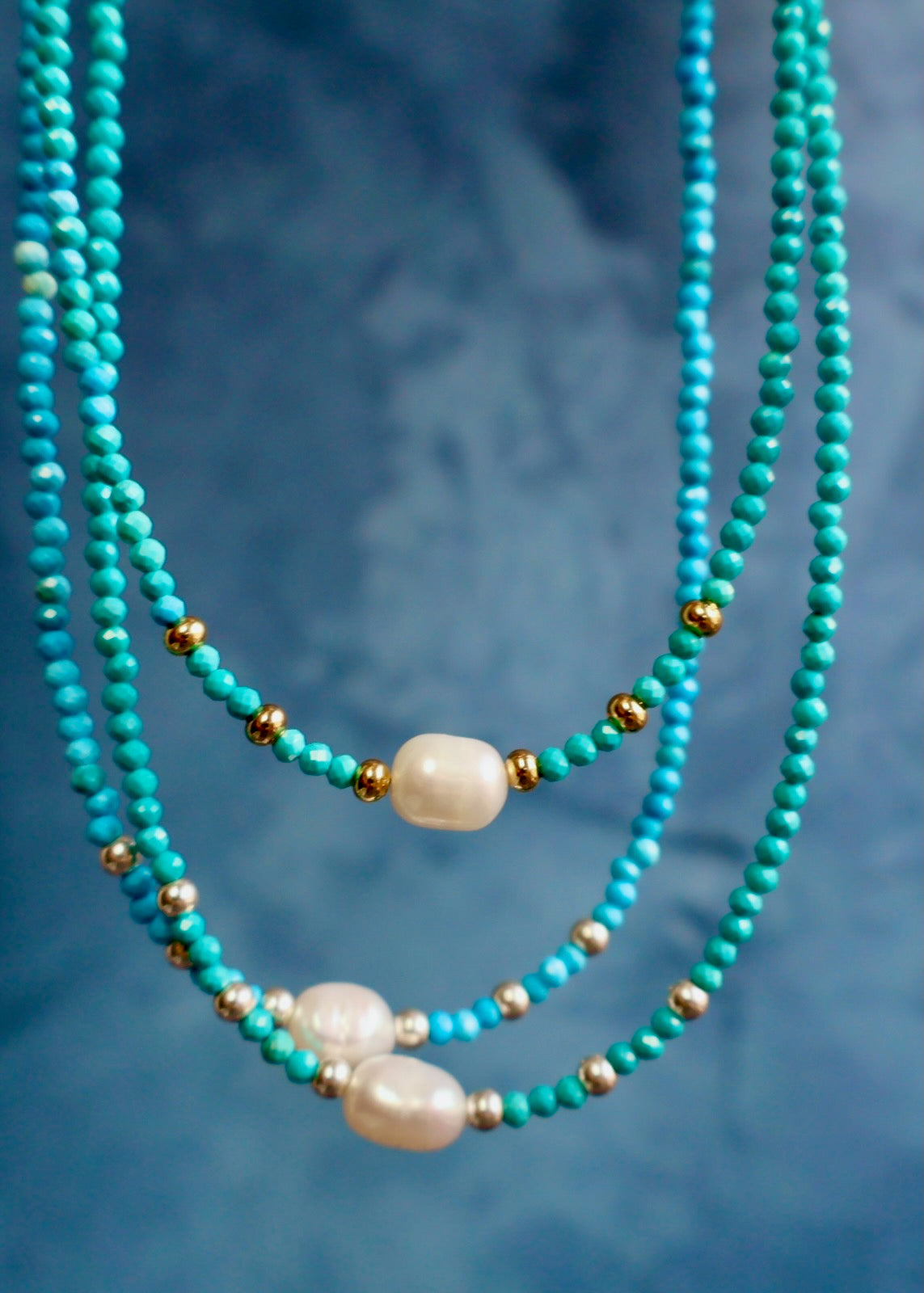 Turquoise & Pearl Layering Necklace HP46