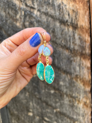Opal & Hubei Turquoise Earring in Gold Alchemia #110