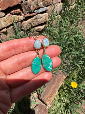 Opal & Hubei Turquoise Earring in Gold Alchemia #110