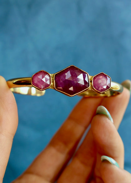 Triple Ruby Cuff Bracelet