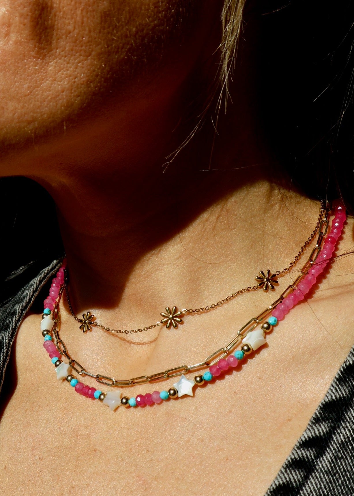 Pink Star Layering Necklace HP42