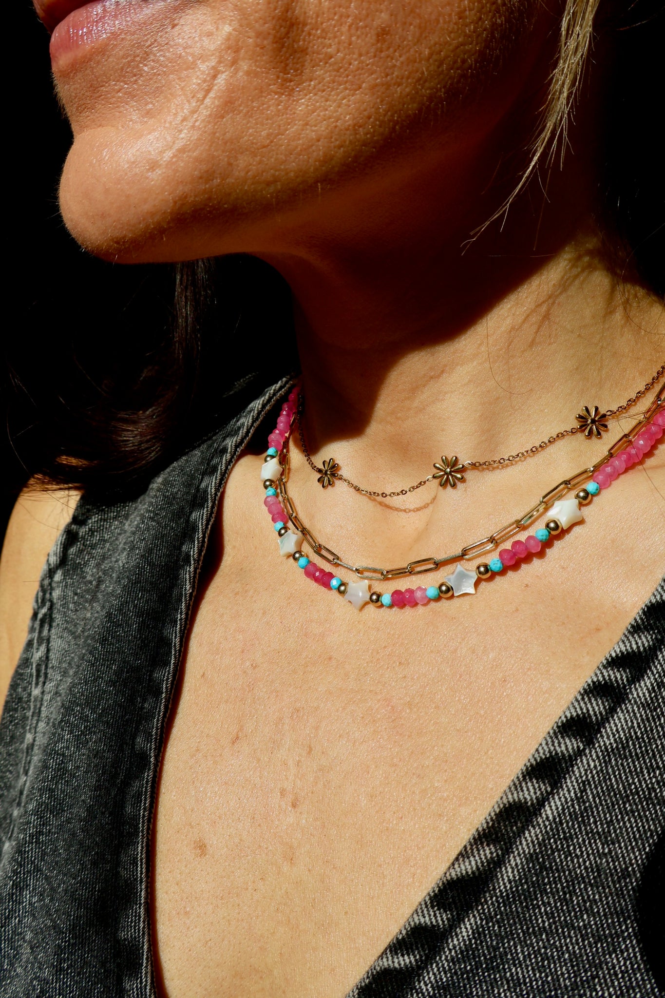 Pink Star Layering Necklace HP42