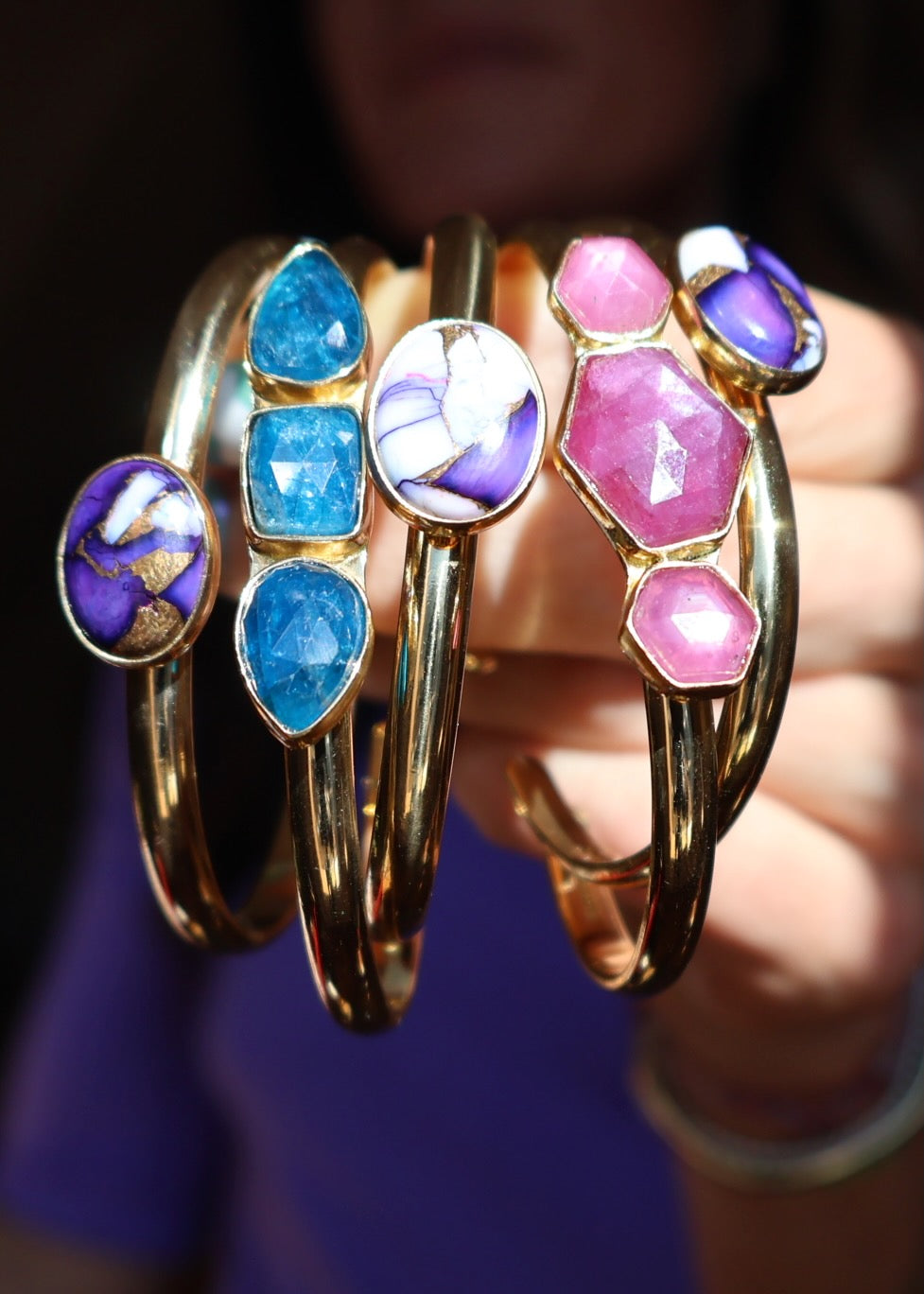 Triple Ruby Cuff Bracelet HP63