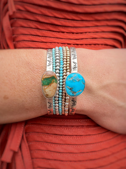 White Water Turquoise Mountain Cuff Bracelet Sterling Silver