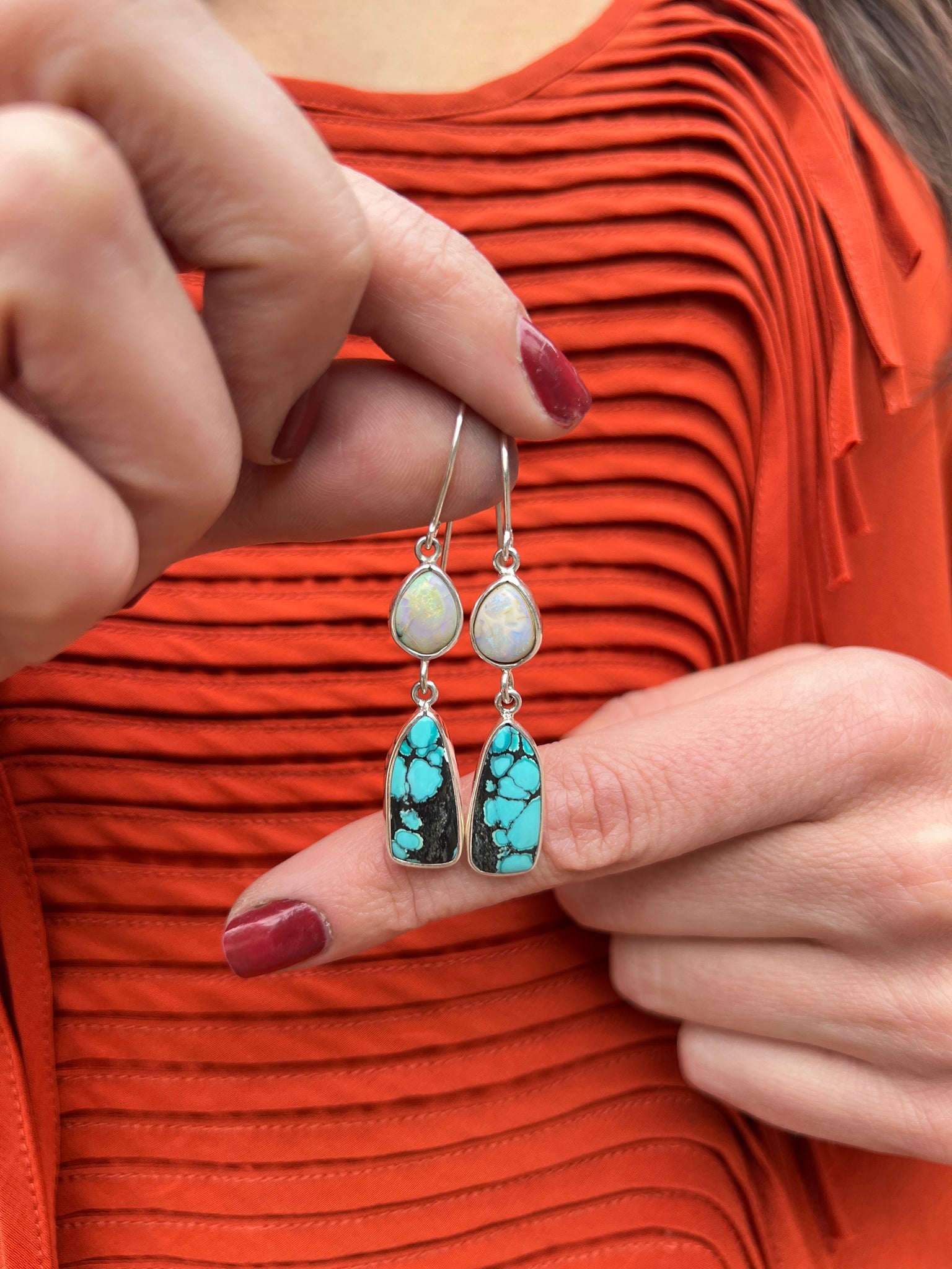 Opal & Turquoise Sterling Silver Earring #93