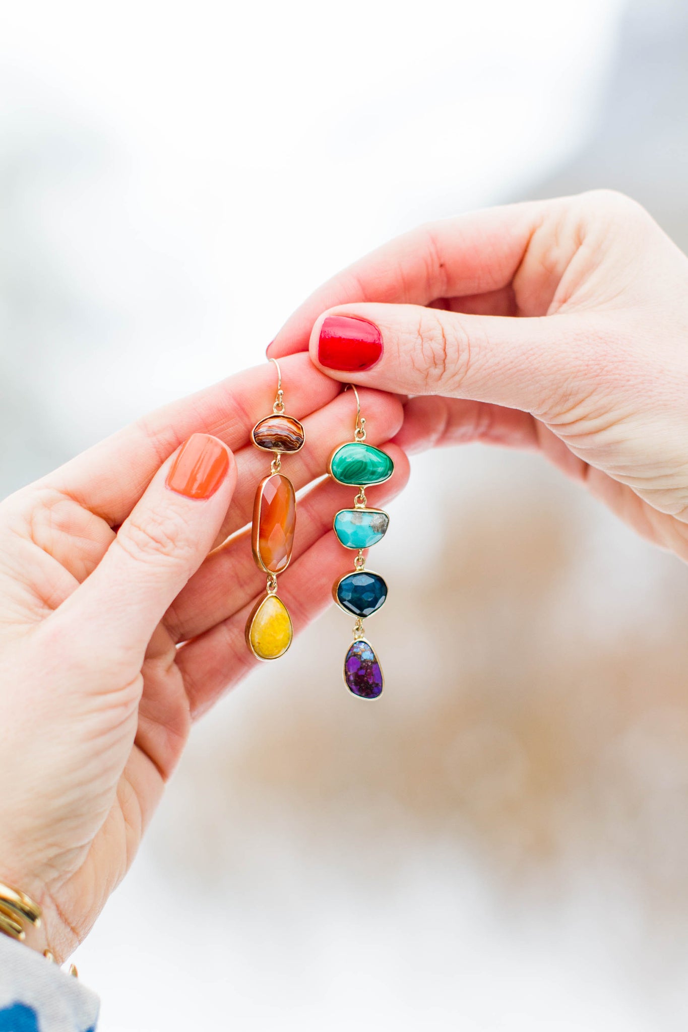 Winter Rainbows Multi Stone Earrings Gold Tone W29