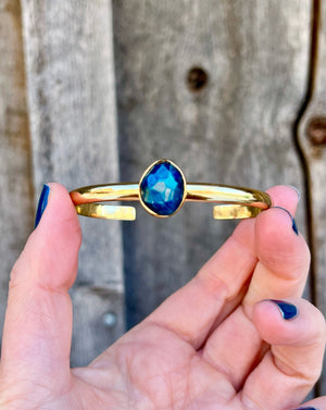 Deep Blue Kyanite & Gold Alchemia Cuff Bracelet W50