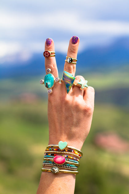 YinYang Mother of Pearl Double Band Adjustable Ring