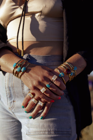 Kingman Turquoise & Gold Alchemia Cuff Bracelet G4