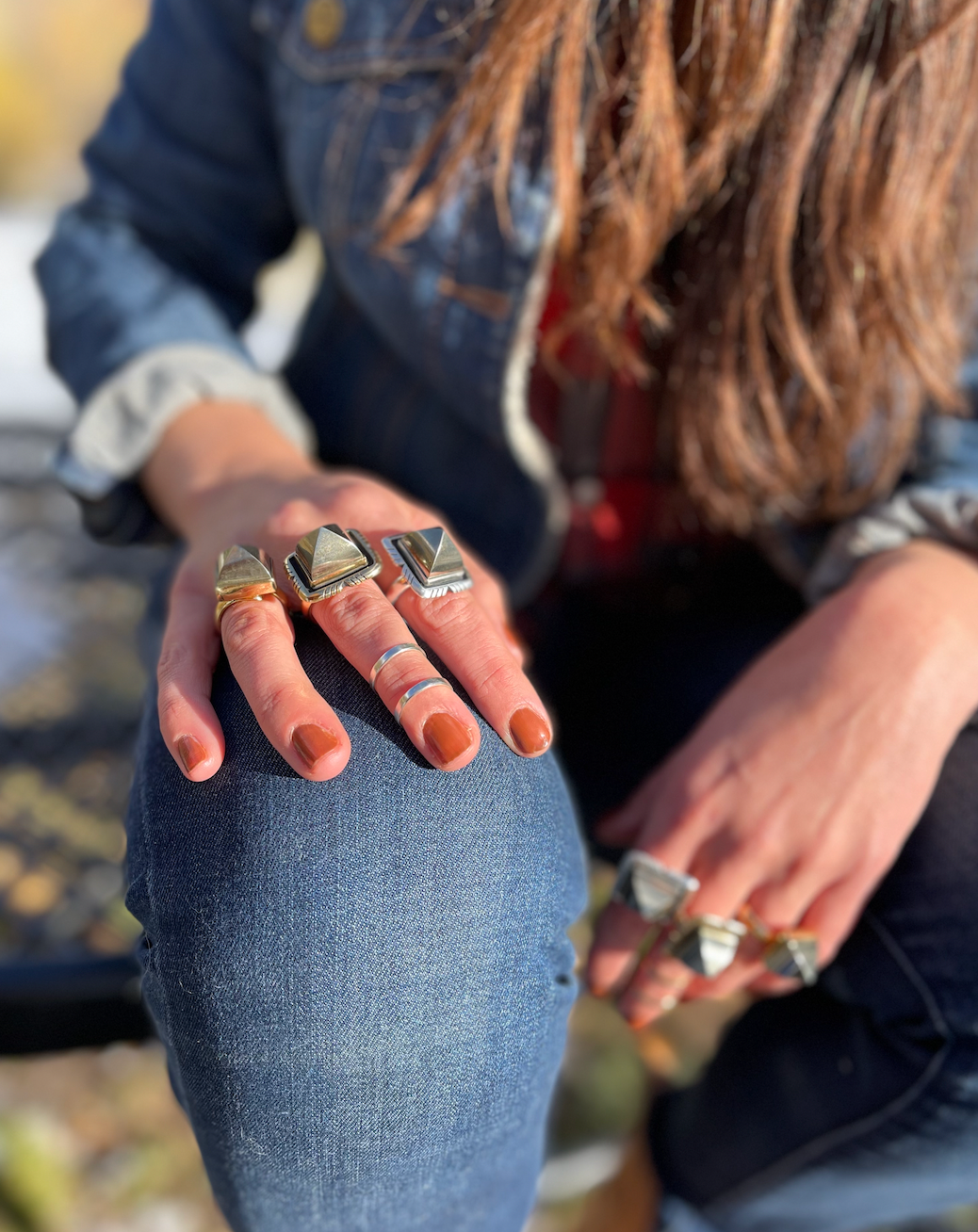 Pyrite Sugar Loaf Cut Adjustable Ring in Gold Alchemia G13