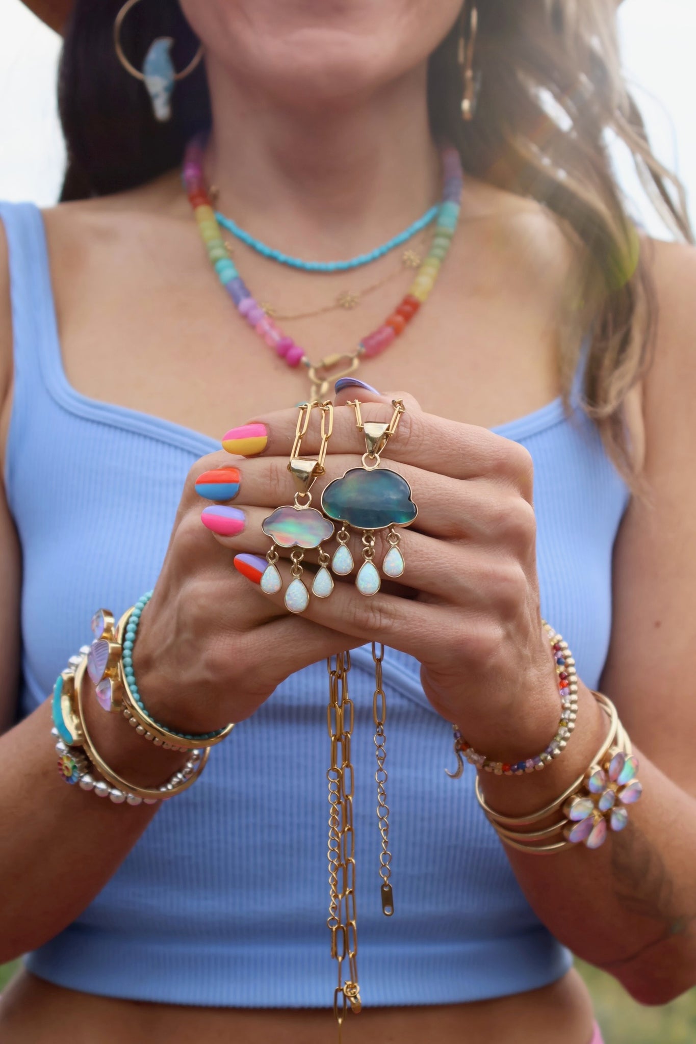 Day Tripper Daisy Bracelet Aurora Opal Statement Cuff DT23