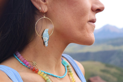 Day Tripper Bird Hoops Cloud Plume Agate