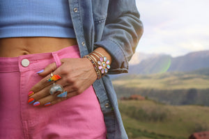 Day Tripper Daisy Bracelet Aurora Opal Statement Cuff DT23