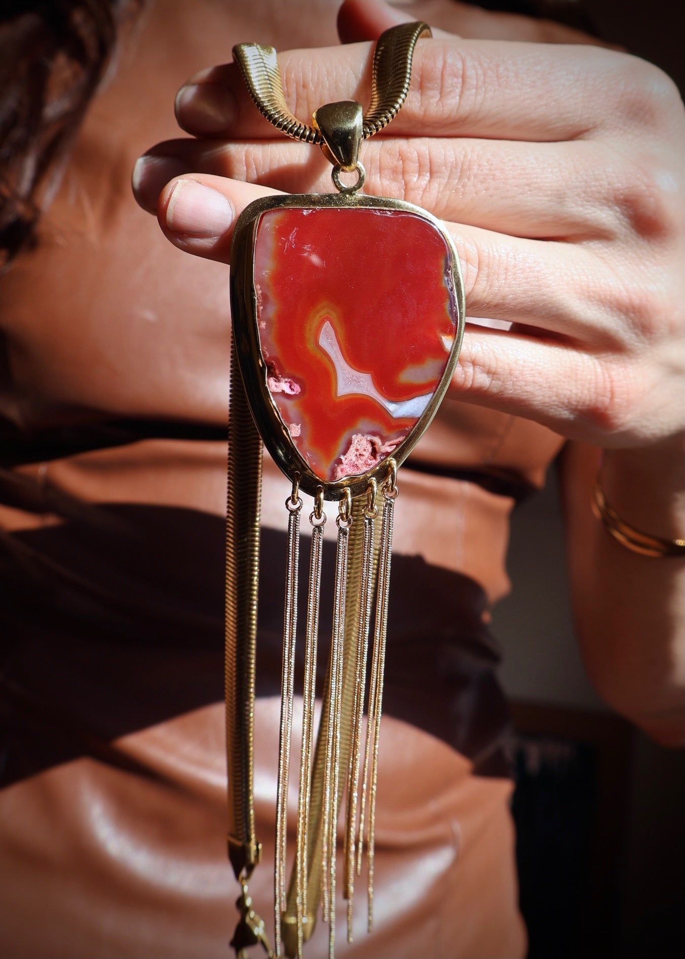 Red Agate Runway Necklace