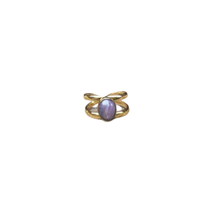 Star-Saphire double band ring in gold alchemia- adjustable