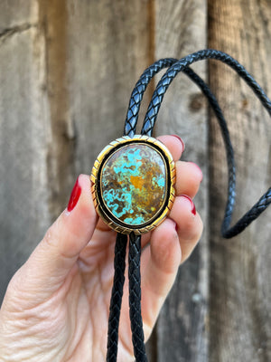 Pilot Mountain Turquoise Golden-Hour Bolo Tie