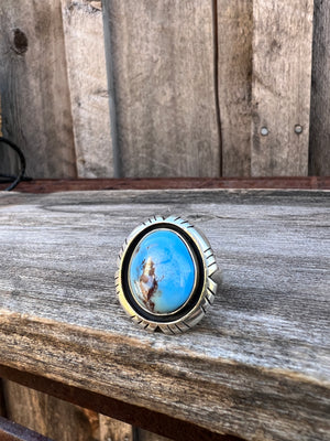 Golden Hill Turquoise & Sterling Silver Adjustable Ring with Detail Band #3