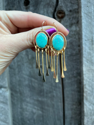 Turquoise Fringe Earring in Gold Alchemia #60
