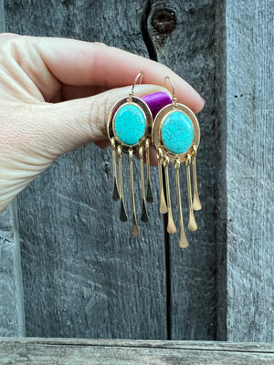 Turquoise Fringe Earring in Gold Alchemia #60