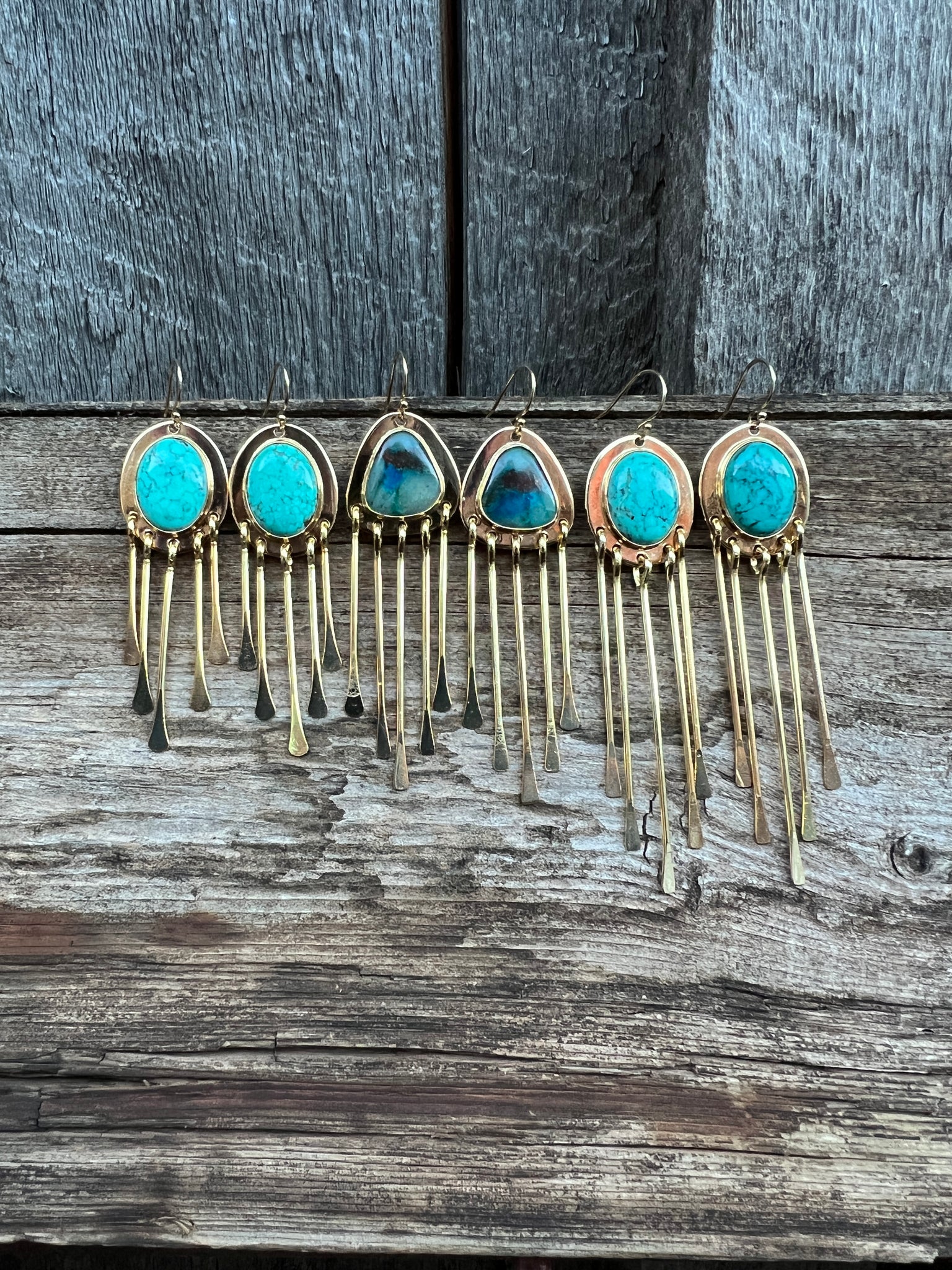 Turquoise Fringe Earring in Gold Alchemia #60