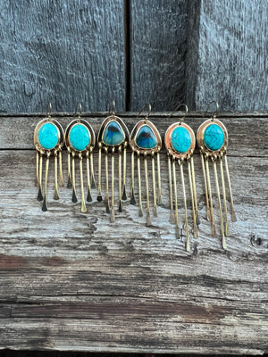 Turquoise Fringe Earring in Gold Alchemia #60