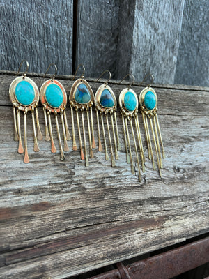 Turquoise Fringe Earring in Gold Alchemia #60