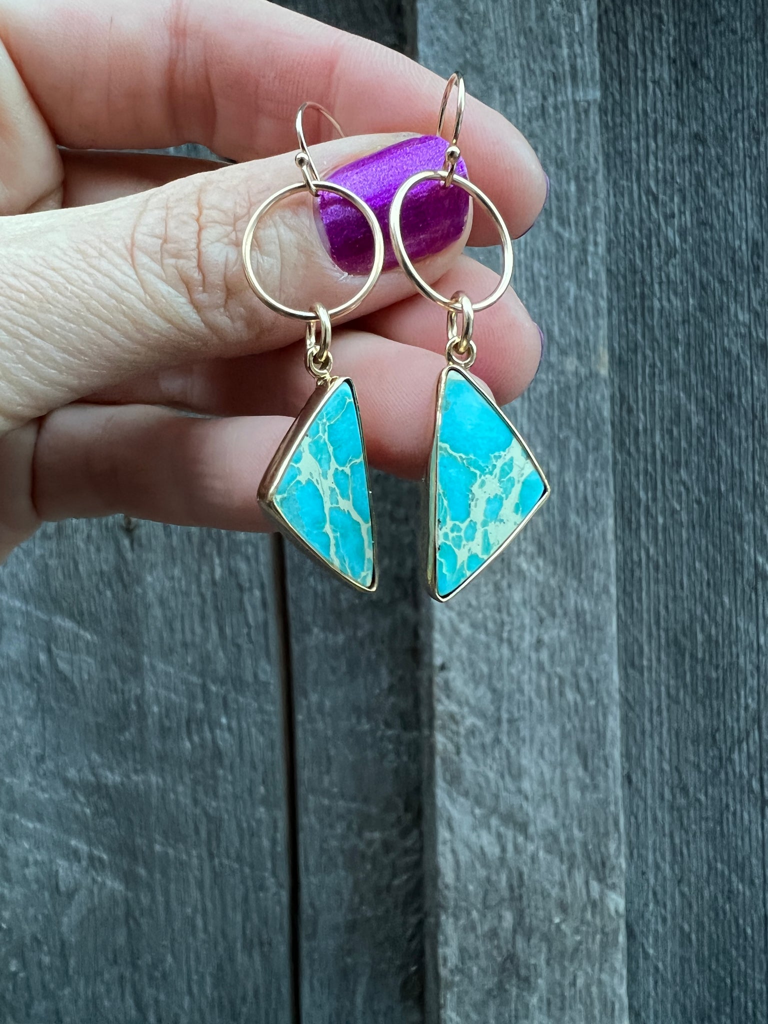 Variscite Hoop Dangle Earring Gold Alchemia #56