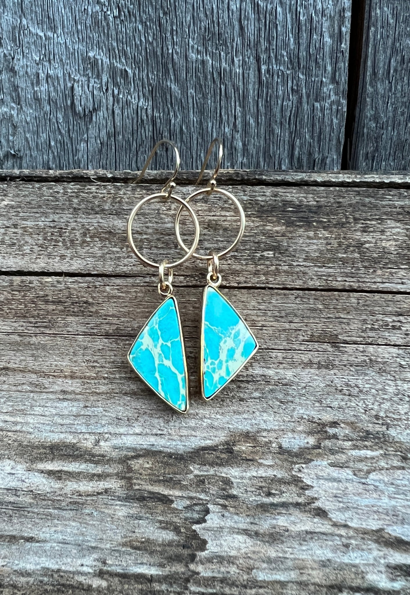 Variscite Hoop Dangle Earring Gold Alchemia #56