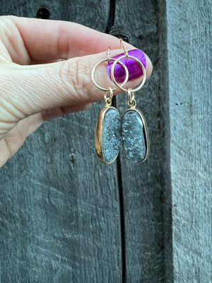 Druzy Hoop Dangle Earring Gold Alchemia #58