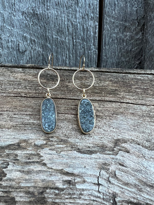 Druzy Hoop Dangle Earring Gold Alchemia #58