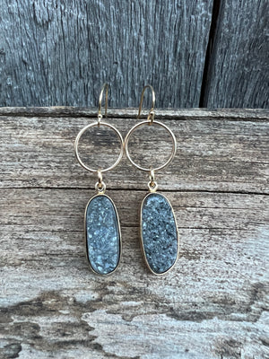 Druzy Hoop Dangle Earring Gold Alchemia #58