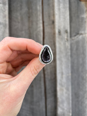 Sterling Silver Geode Ring with twist-wire detail  Size 8 #4