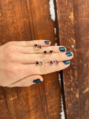 Garnet & Sterling Silver Stud Earrings