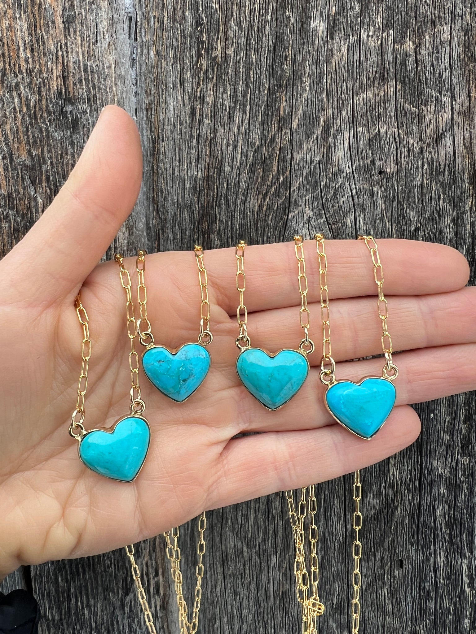 Arizona Turquoise Heart Necklace on 16" Gold Fill Chain