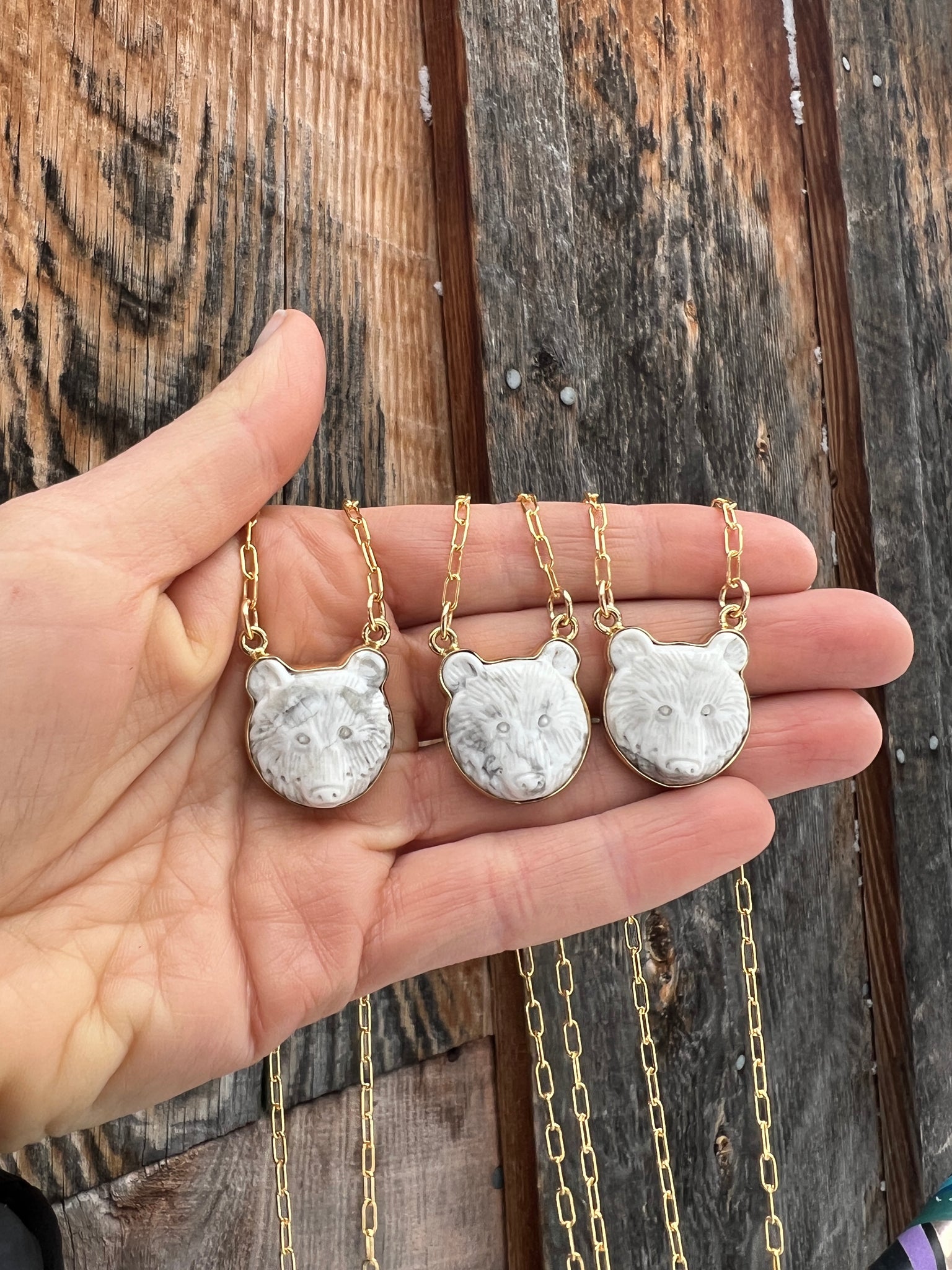 Bear Magic Necklace, White Howlite