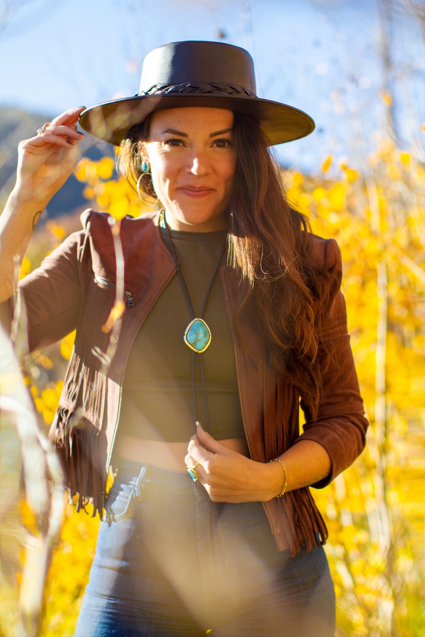 White Water Turquoise & Sterling Silver Bolo Tie